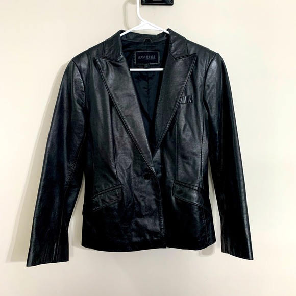 🤍 EVC True 90s Y2K Express Leather Blazer Jacket - Picture 3 of 7